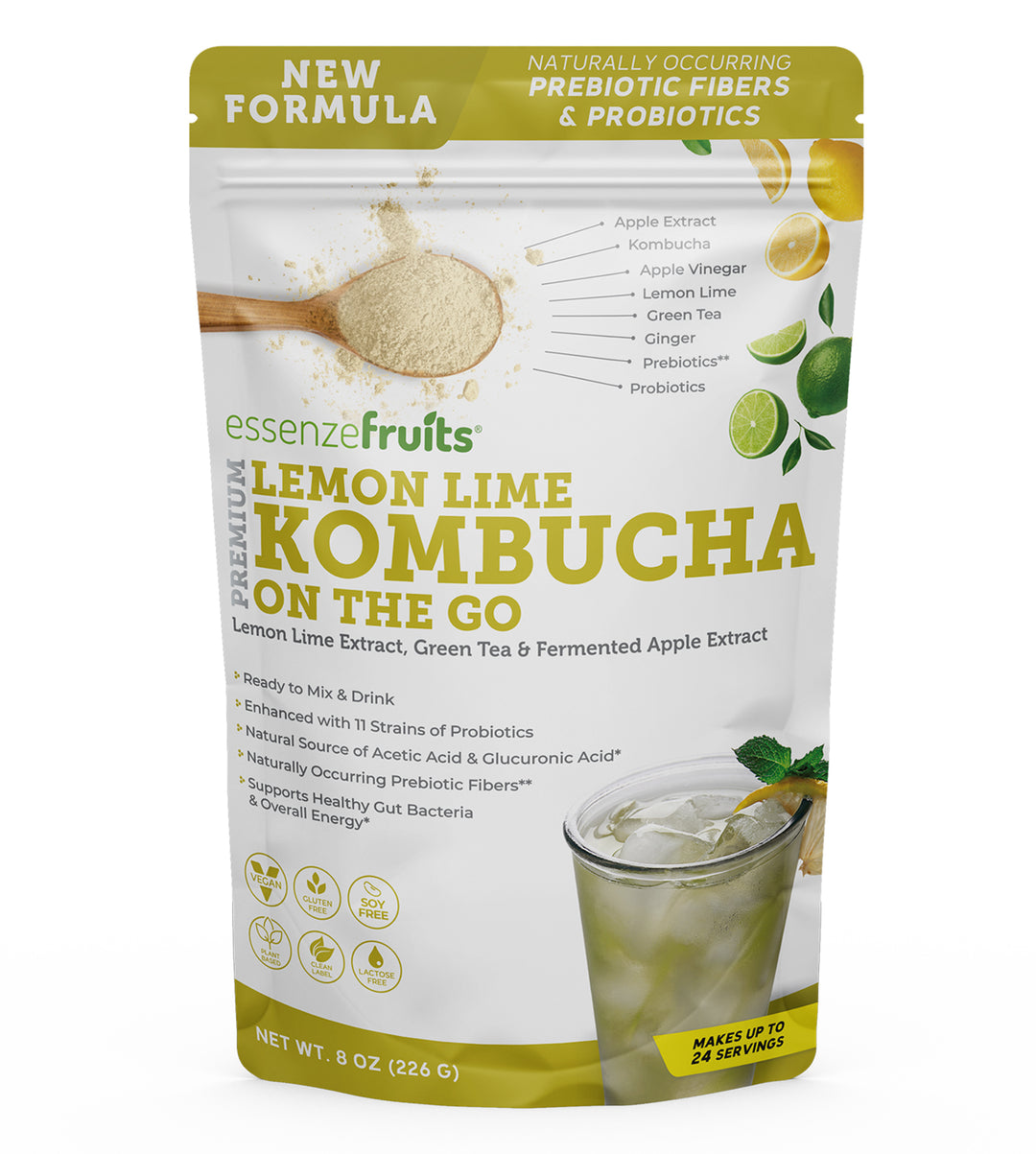 Versatile Instant Kombucha Powder: Lemon Lime, Acai, Red Berries