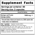 Moringa supplement facts panel 1000mg daily serving pure moringa leaf powder capsules
