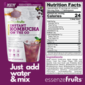 Instant Acai Kombucha On The Go Superfood - Drink Mix with Probiotics and Prebiotics, Vitamin C, Delicious Acai Berry Taste and No Added Sugar Make up to 30 Cups of Refreshing Kombucha, 8 Oz (226g). - EssenzeFruits