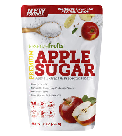 Premium Apple Sugar - Innovation, 1:1 Cane Sugar Substitute, No Aftertaste, Less Calories, Clean Label Sweetener, Minerals, Soluble, High in Prebiotic soluble fibers. 8 Oz (226g) - EssenzeFruits